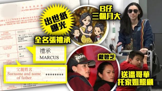 港媒曝張柏芝三胎兒子出生證 張禮承Marcus父親欄竟然填的是他