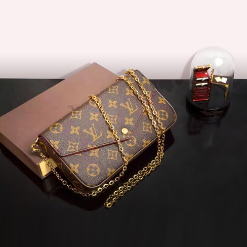 Louis Vuitton/路易威登 FELICIE女士老花色斜挎包、帆布/配皮M61276