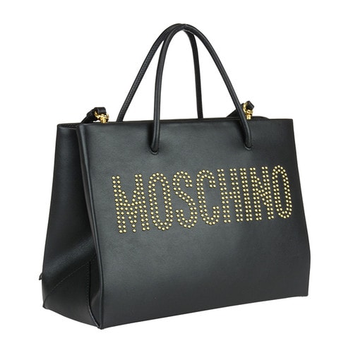 【包郵包稅】MOSCHINO/莫斯奇諾 女士 牛皮 鉚釘logo 手提包 BR