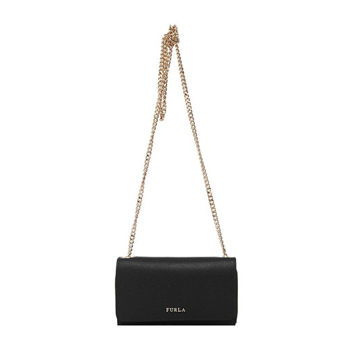 FURLA/芙拉 BABYLON系列黑色牛皮鏈條單肩包 821409 20161031