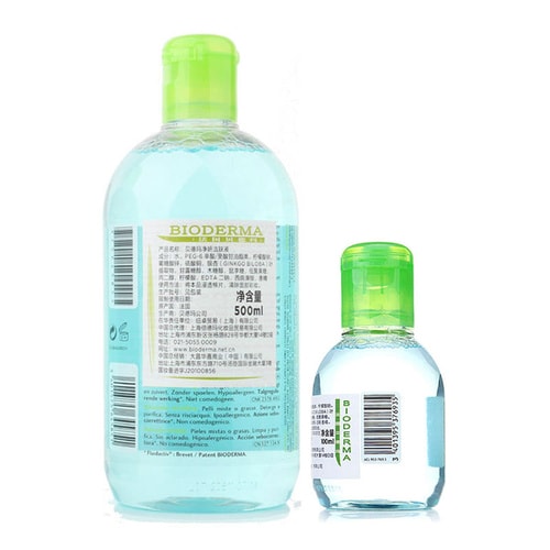 Bioderma/貝德瑪 凈妍潔膚液500ml 藍色+凈妍潔膚液100ml藍色 卸妝水